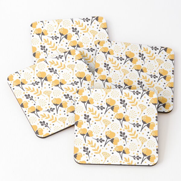 Item preview, Vines and Leaves - Yellow Flowers - White Background - New designed and sold by Spitfire July Doodles.