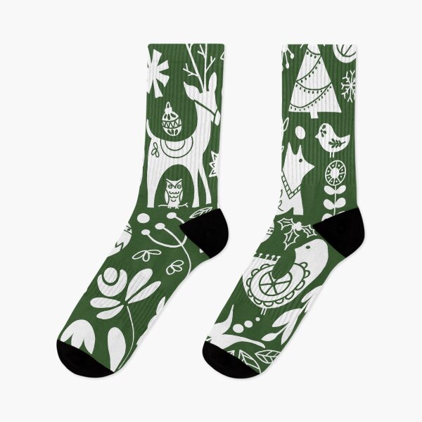 Item preview, Holiday Folk art in Green and White designed and sold by Quick Brown Fox Canada.