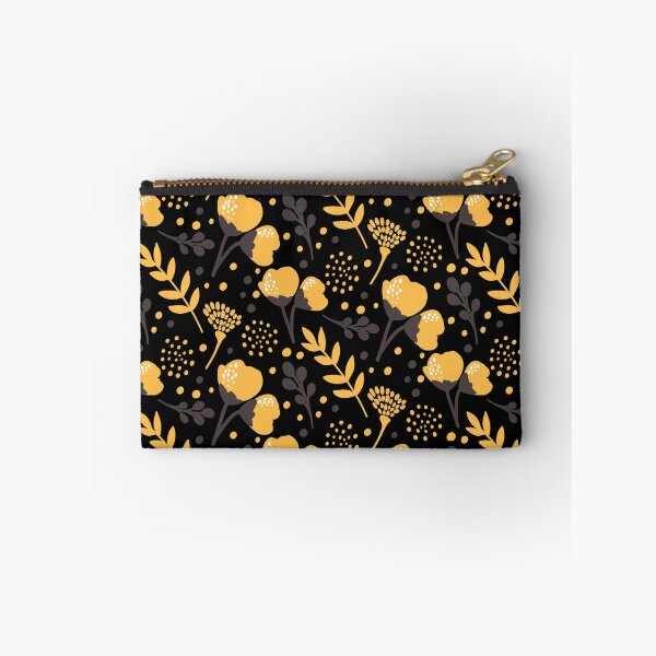 Item preview, Vines and Leaves - Yellow Flowers - Black Background - New designed and sold by Spitfire July Doodles.