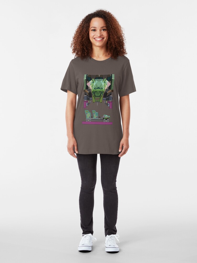 Alternate view of Iron Gwazi Coaster Car Design Slim Fit T-Shirt