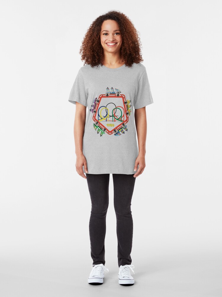 Alternate view of Olympia Looping 5 Coaster Car Design Slim Fit T-Shirt