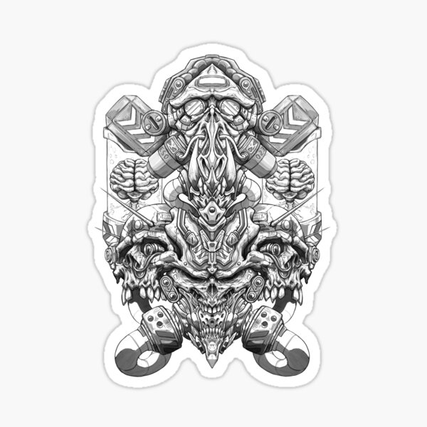 Biomechanical Skulls Sticker