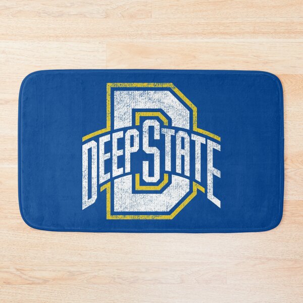 Item preview, Deep State University - white-yellow Worn logo on varsity blue designed and sold by Clandestocracy.