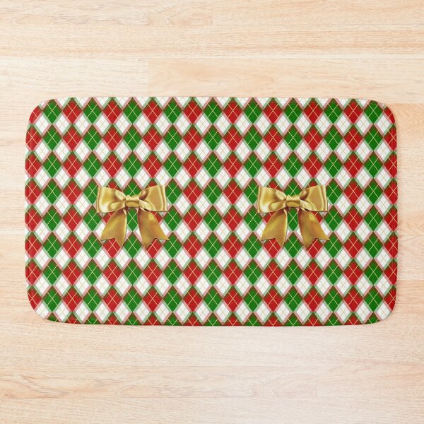 Item preview, Red and Green Argyle Pattern with a Gold Bow designed and sold by MaplewoodMerch.
