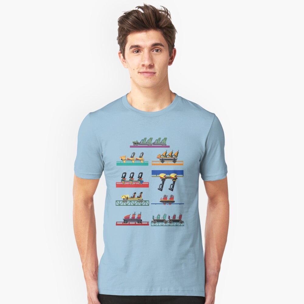 Busch Gardens Coaster Cars V2 Design (with Iron Gwazi!) Slim Fit T-Shirt
