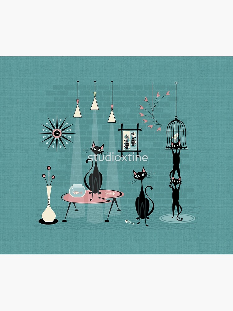 Mid Century Kitty Mischief III ©studioxtine by studioxtine