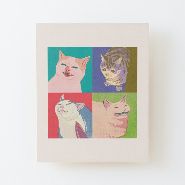 Four Meme Cats of the Apocalypse Wood Mounted Print