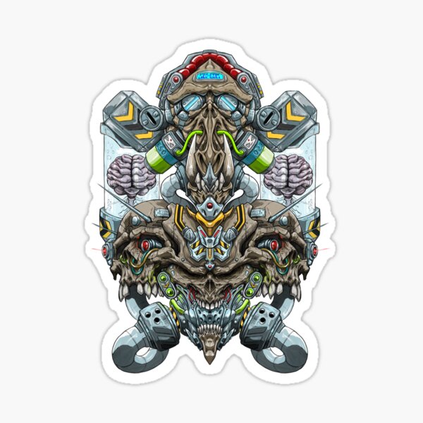 Biomechanical Skulls colour Sticker