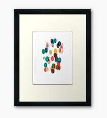 Tropical rain dots - Orange green yellow Framed Print