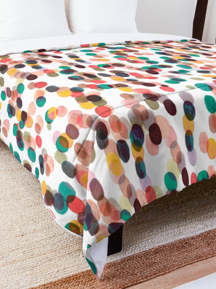 Alternate view of Tropical rain dots - Orange green yellow Comforter