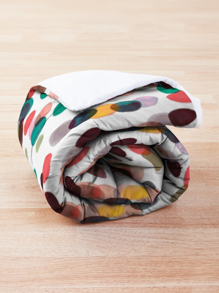 Alternate view of Tropical rain dots - Orange green yellow Comforter