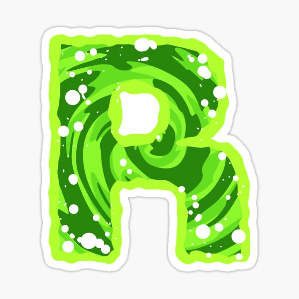 Rick and Morty Green Portal - Capital Letter R Sticker