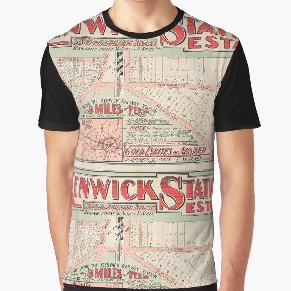 Map of Kenwick Station Estate, Perth, Western Australia, 1915, State Library of Western Australia Graphic T-Shirt