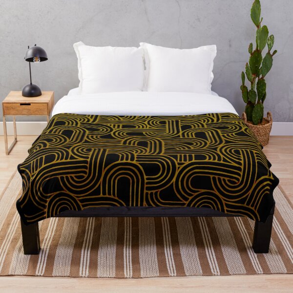 Item preview, RUTA RETRA -Patrón negro y dorado con curvas designed and sold by PTRNRecognition.