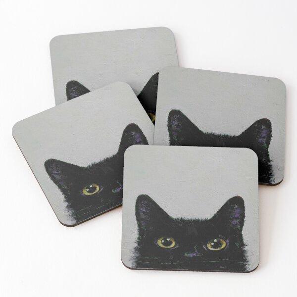 Animal Coasters Animal Desk Decor Pet Gifts For Cat Owners Black Cat Gifts Cat Coaster Set Cat Lover Gift Black Cat Coasters