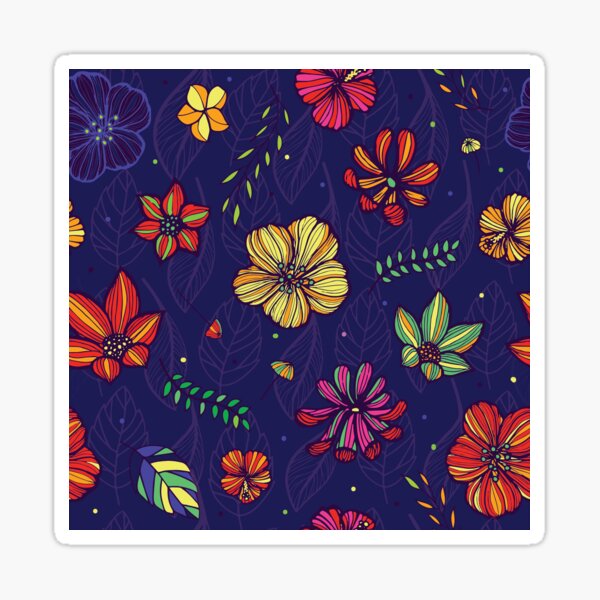 Bright linear summer flowers Sticker