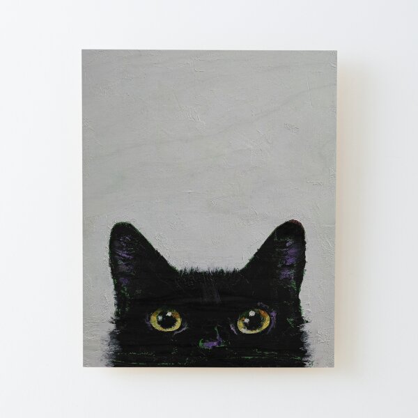 Black Cat Wood Mounted Print