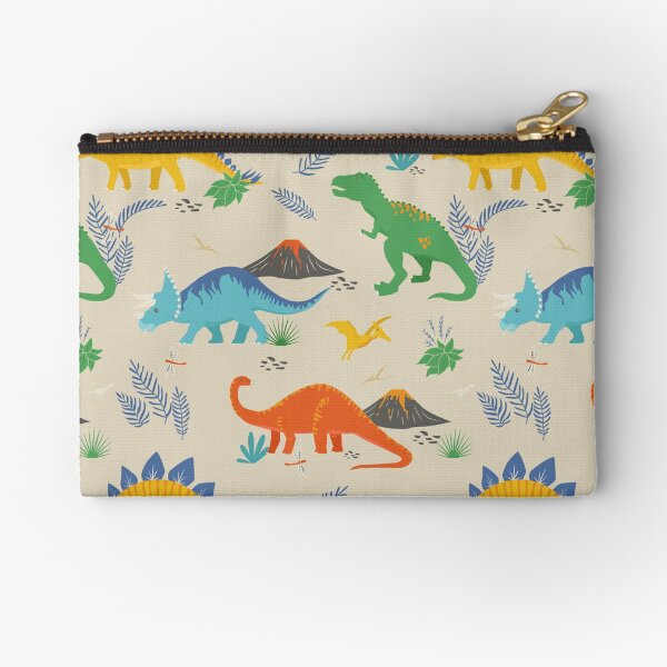 Jurassic Dinosaur in Primary Colors Zipper Pouch