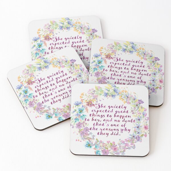 Item preview, "She Expected Great Things" inspiring quote from Zelda Fitzgerald | Flower Wreath designed and sold by ABdigitaldesign.