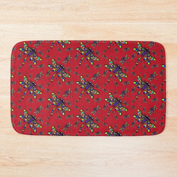 Item preview, Colourful Dragonflies. The original multi-coloured Dragonflyght - on Red! by Amanda M Lucas designed and sold by Amanda Lucas.