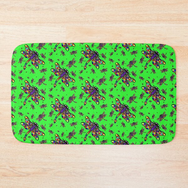 Item preview, Colourful Dragonflies. The original multi-coloured Dragonflyght - on Green! by Amanda M Lucas designed and sold by Amanda Lucas.