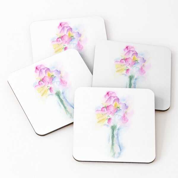 Item preview, Pink and Blue Watercolor Sweet Pea Painting / Impressionist Flowers designed and sold by Alisha Watercolors.