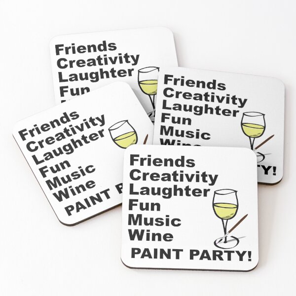 Item preview, Friends Creativity laughter Fun Music Wine PAINT PARTIES (white Wine) designed and sold by theartsycottage.