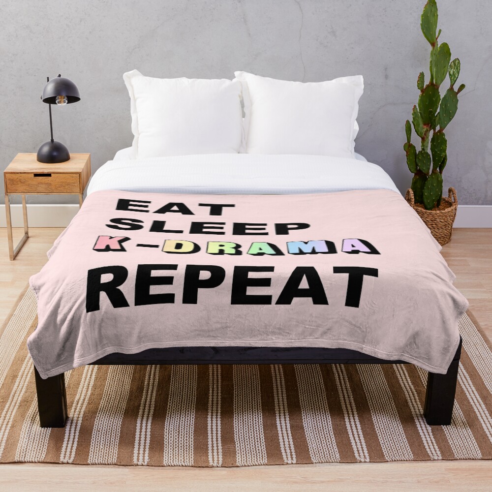 Eat Sleep K-Drama Repeat Throw Blanket