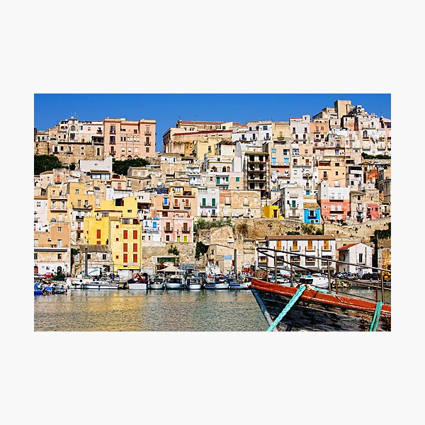 Town of Sciacca, Sicily, viewed from the port Photographic Print