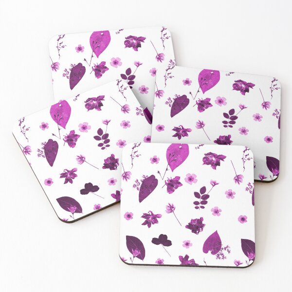 Item preview, Purple Floral Pattern Pressed Flowers and Leaves designed and sold by Ivy Lily Art.