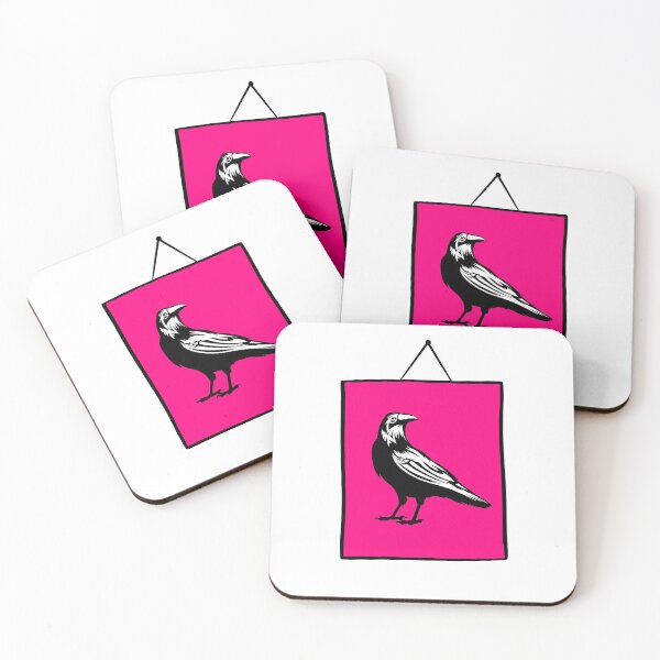 Item preview, Bird Raven black pink retro vintage gift watcher designed and sold by Levin-Wirp.