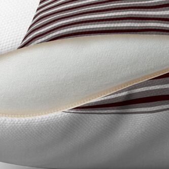 Alternate view of Dinner Stripes - Deep Red Throw Pillow