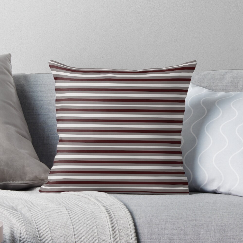Dinner Stripes - Deep Red Throw Pillow