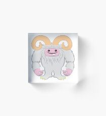 White toothy yeti Acrylic Block