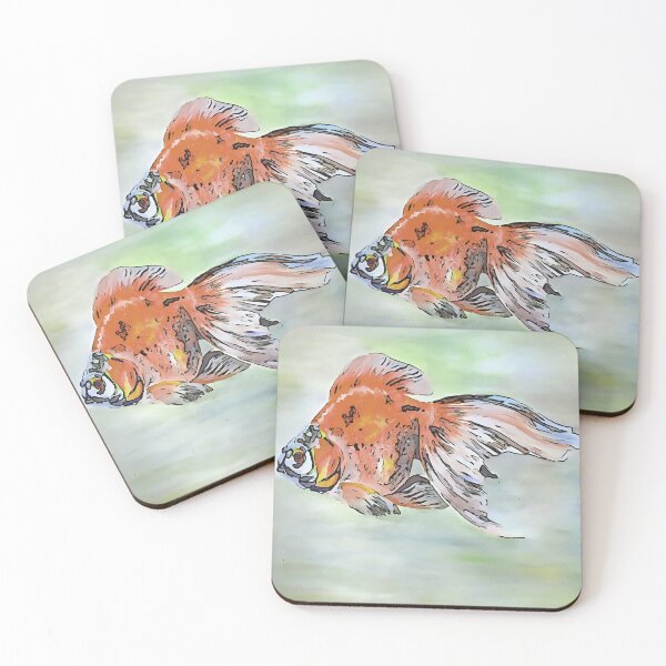 Item preview, Cartoon Style Ryukin Goldfish Acrylic Painting designed and sold by taiche.