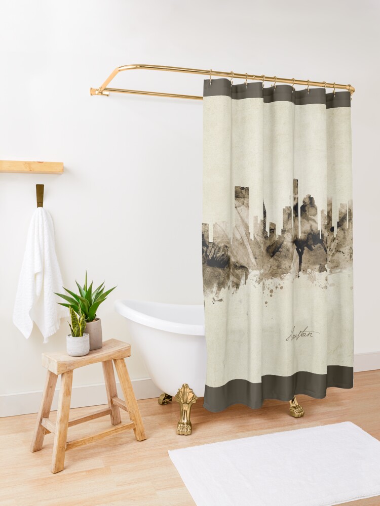 Alternate view of Houston Texas Skyline Shower Curtain