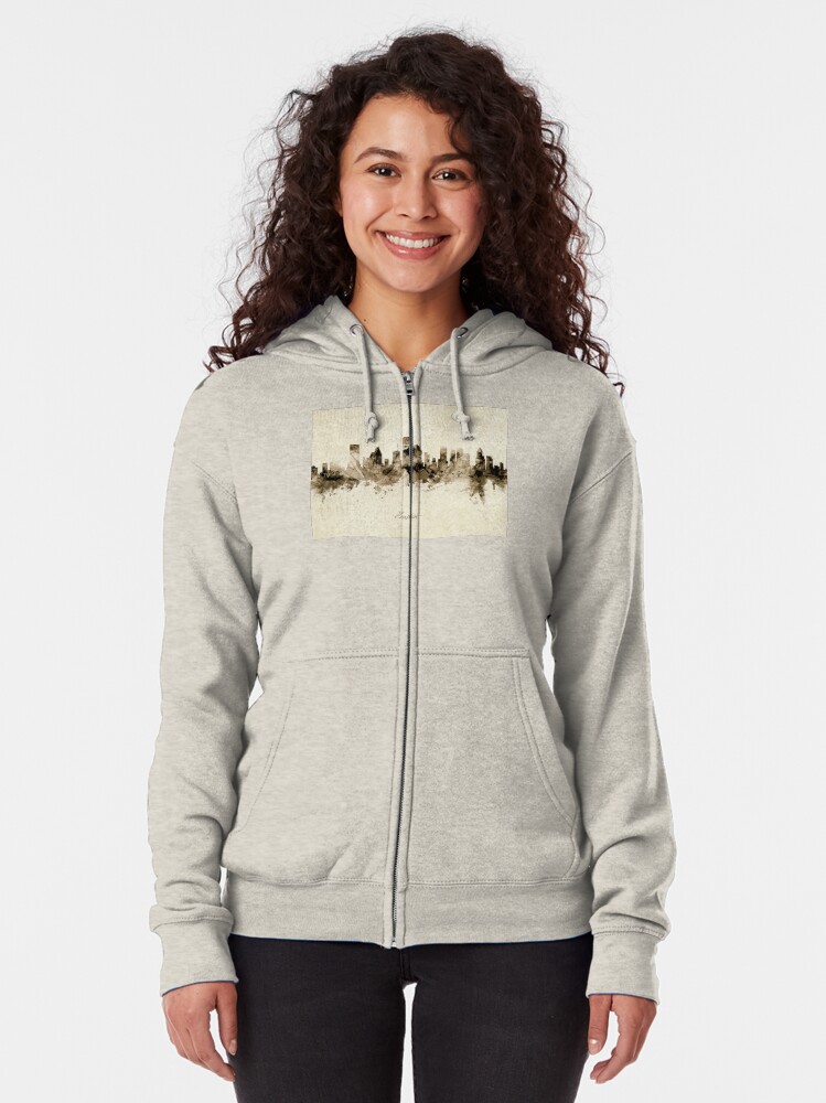 Alternate view of Houston Texas Skyline Zipped Hoodie