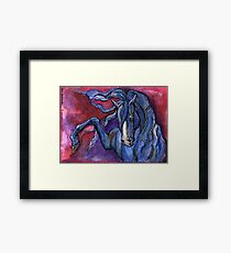 indigo horse with an odd leg Framed Print