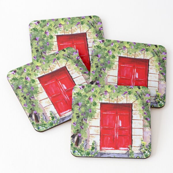 Item preview, Rustic Red Door in the Woods Surrounded by Flowers designed and sold by kristinedesigns.