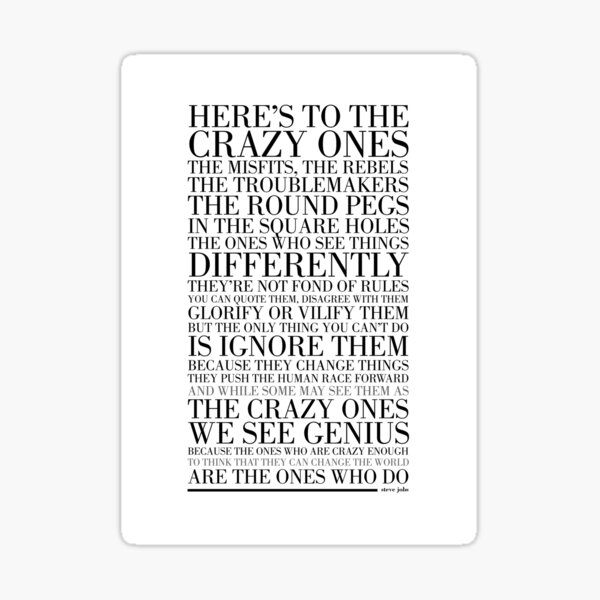 Item preview, The Crazy Ones by Steve Jobs designed and sold by TypographyTales.