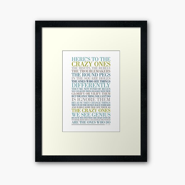 Item preview, The Crazy Ones by Steve Jobs in colour designed and sold by TypographyTales.