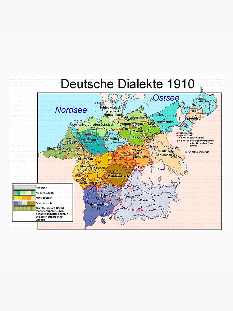 German Dialects...regional map vintage 1910. by edsimoneit
