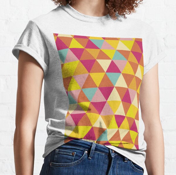 Orange yellow pink geometrical abstract triangles Classic T-Shirt