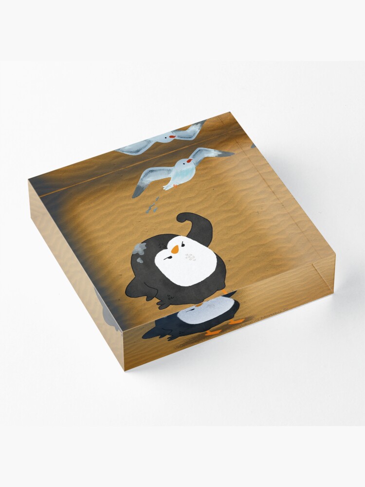 Alternate view of Grumpy Penguin and the Seagull Acrylic Block
