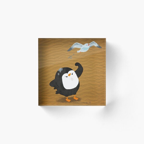 Grumpy Penguin and the Seagull Acrylic Block