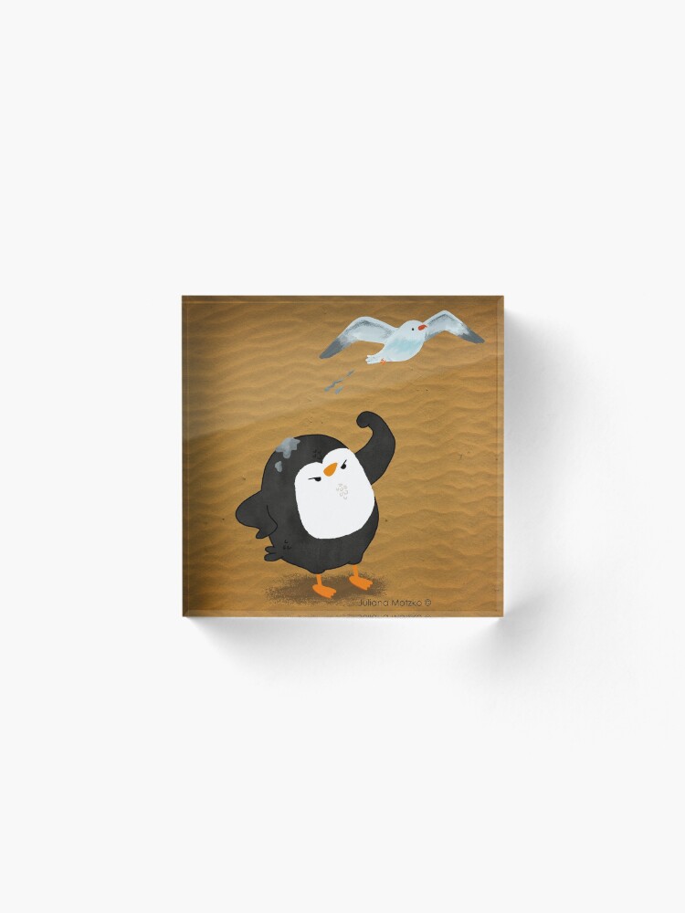 Alternate view of Grumpy Penguin and the Seagull Acrylic Block