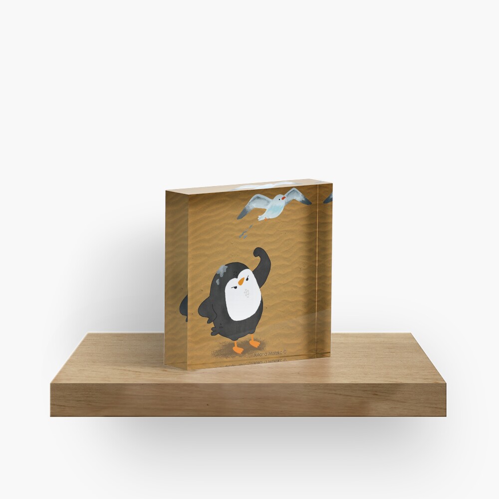 Grumpy Penguin and the Seagull Acrylic Block