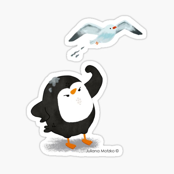 Grumpy Penguin and the Seagull Sticker