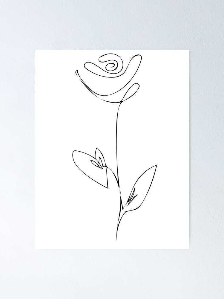 "Flower - one line drawing - line art" Poster for Sale by quali-shirts