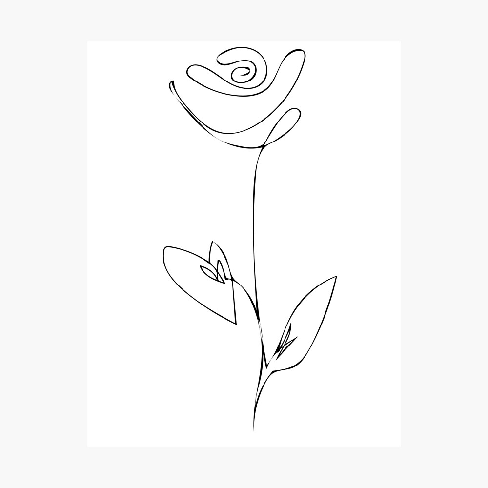 Flower One Line Drawing Line Art Poster By Quali Shirts Redbubble